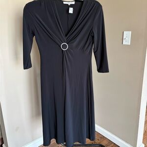 Evan Picone Black Long Sleeve Dress with Rhinestone Accent